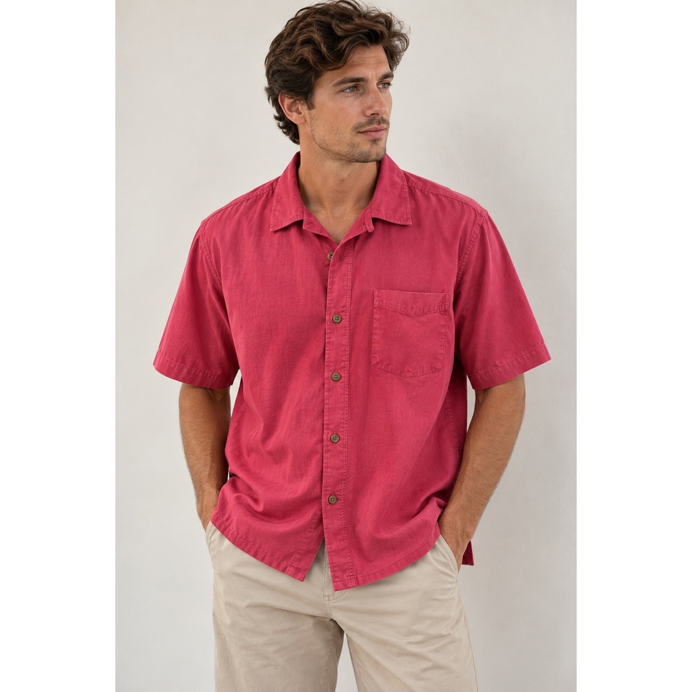 Tommy Bahama Mens L Coastal Button-Down Textured Weave‎ Fabric Silk Button Blend